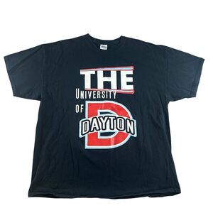Vintage University Of Dayton Flyers Graphic Shirt Men’s XXL Black Giant Logo Y2K